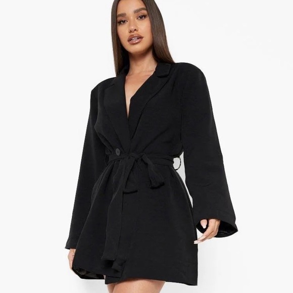 WRAP TIE BOOHOO DRESS BLAZER - Picture 1 of 4
